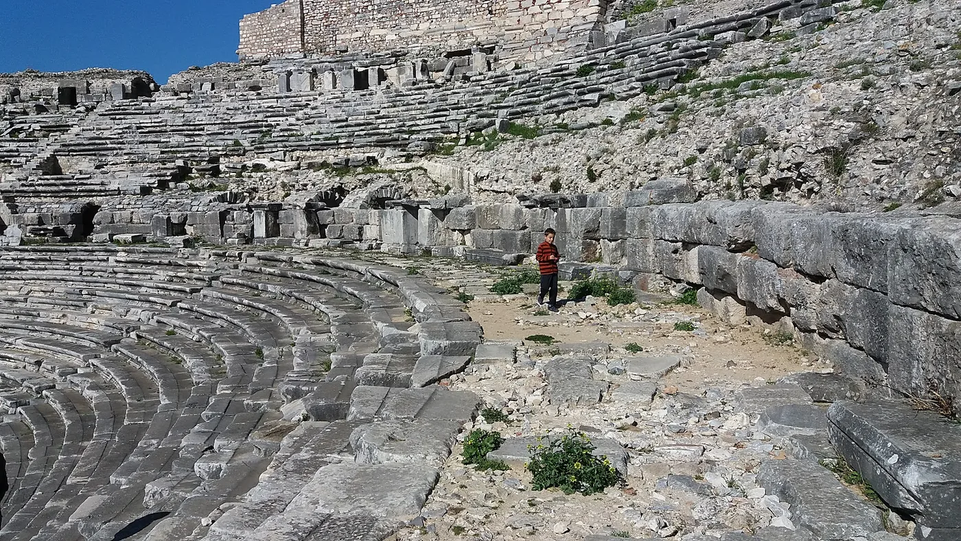 The seating tiers and orchestra of the theatre at ancient Miletus